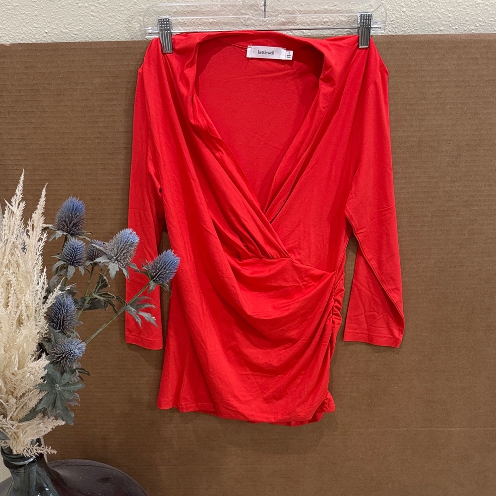 Kettlewell Cotton Modal Crossover Faux Wrap Sz L NWOT